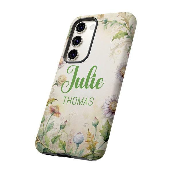 Personalized Floral Phone Case Custom Name Cover iPhone Samsung Pixel Gift
