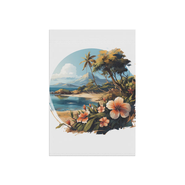 Tropical Island Beach Scene Garden Flag & Porch Banner Coastal Decor Yard Art
