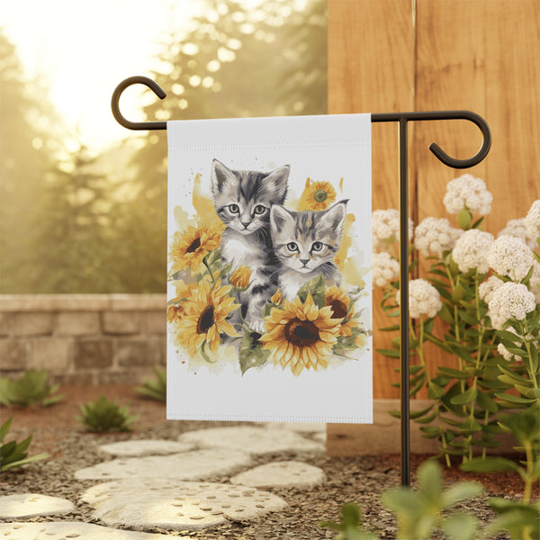 Sunflower Kittens Garden Flag & Porch Banner Cat Floral Decor Yard Art