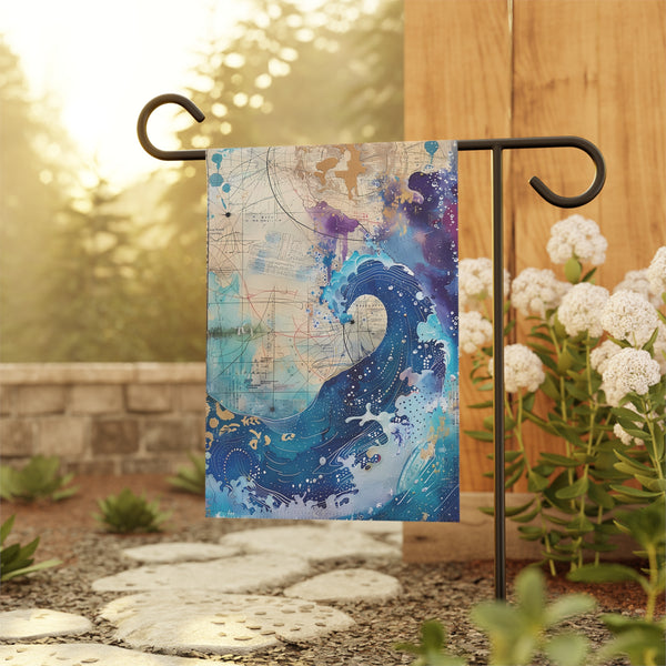 Asian Inspired Ocean Wave Garden Flag & Porch Banner Coastal Yard Decor