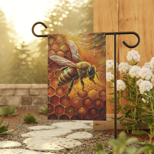 Golden Honey Bee Garden Flag Beehive Porch Banner Farmhouse Yard Decor