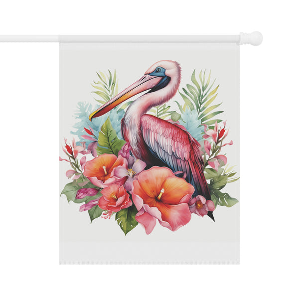 Tropical Pelican Hibiscus Garden Flag & Porch Banner Coastal Decor Yard Art