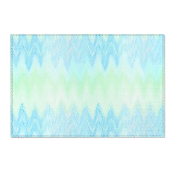 Blue Green Zigzag Geometric Area Rugs Durable 3 Sizes Home Decor Artsy