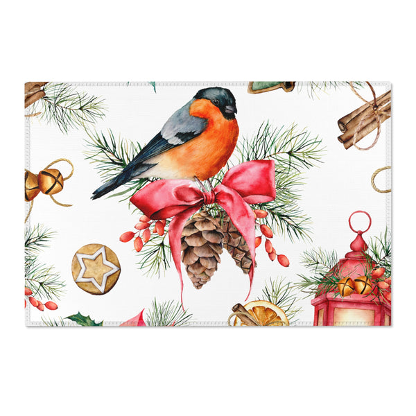 Christmas Home Decor Poinsettia Cookie Area Rugs 3 Sizes Durable 