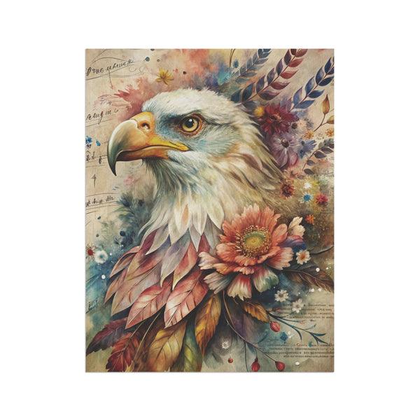 Bald Eagle Floral Garden Flag & Porch Banner Patriotic Yard Decor Art