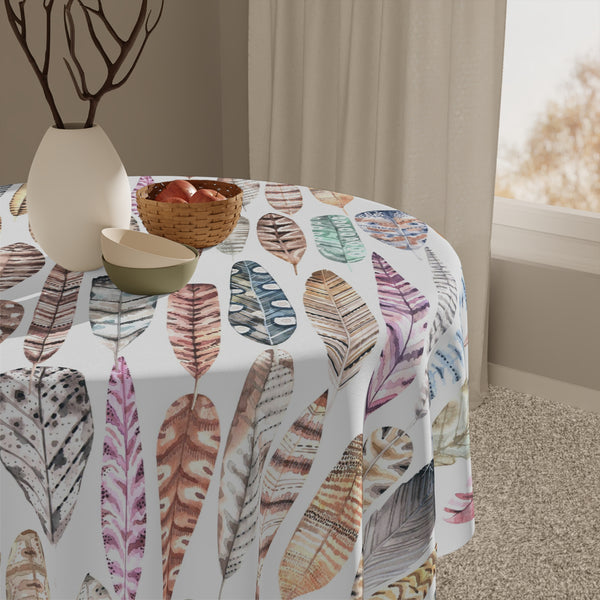 Bohemian Watercolor Feather Pattern Tablecloth Décor