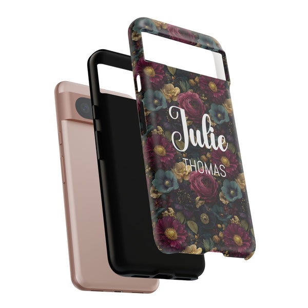 Personalized Flower Phone Case Custom Name Cover iPhone Samsung Google Gift