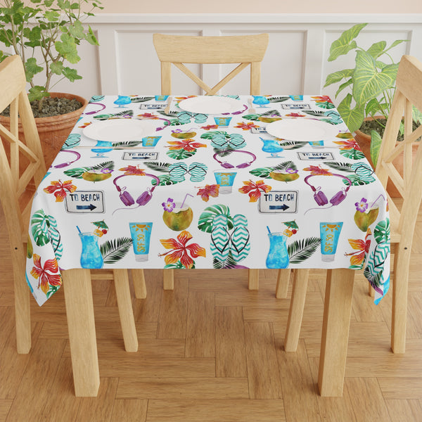 Beach House Tropical Drinks Flowers Tropical  Tablecloth  Décor