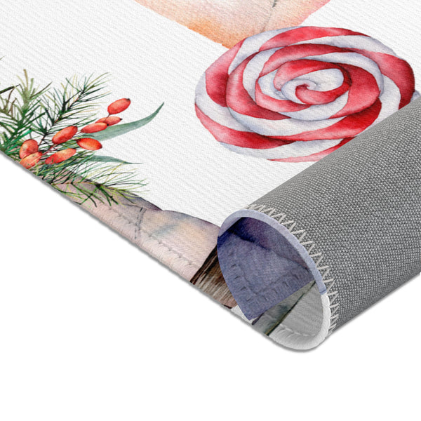 Christmas Décor Skates Candy Cane Area Rugs 3 Sizes Durable