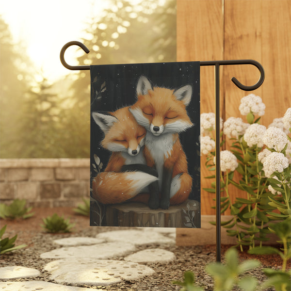 Rustic Fox Couple Garden Flag & Porch Banner Woodland Cabin Yard Decor