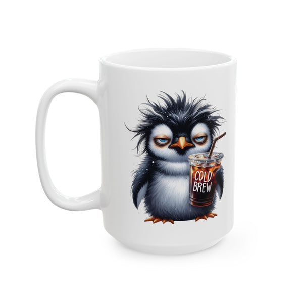 Grumpy Penguin Coffee Mug – Funny Cold Brew Animal Cup | Iced Coffee Lover Gift