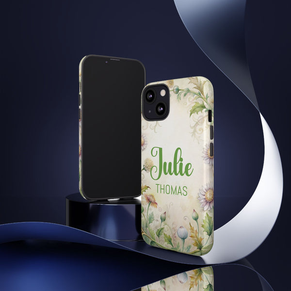 Personalized Floral Phone Case Custom Name Cover iPhone Samsung Pixel Gift