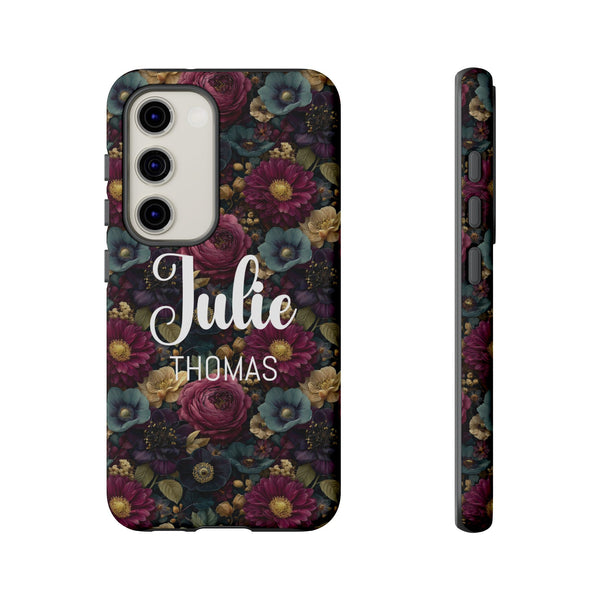 Personalized Flower Phone Case Custom Name Cover iPhone Samsung Google Gift