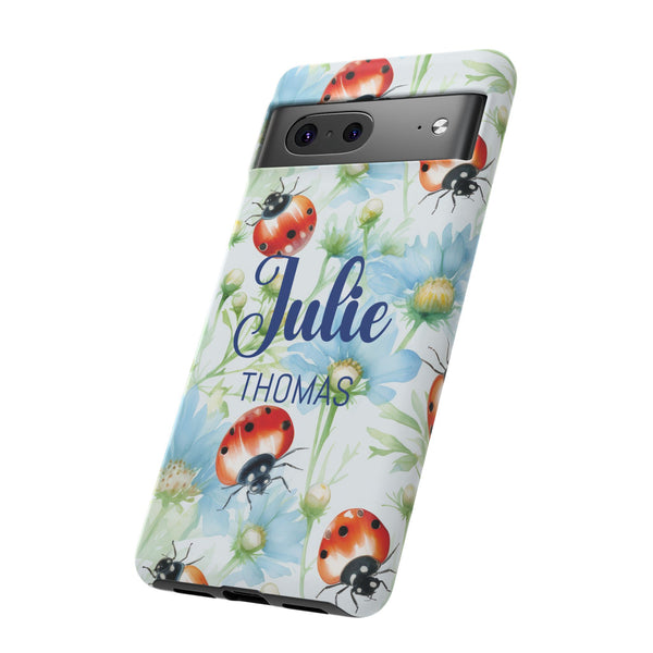 Personalized Ladybug Phone Case Custom Name Cover iPhone Samsung Pixel Gift