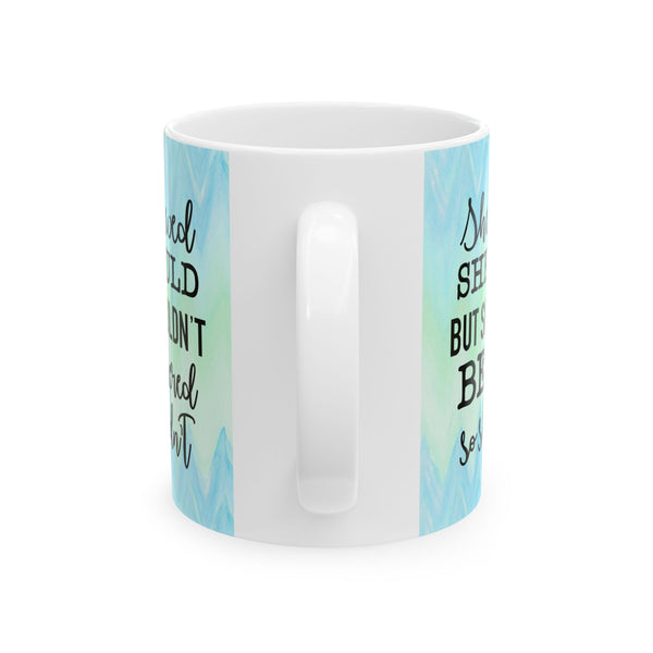 She Believed She Could Blue Green Wave White Ceramic Coffee Mug