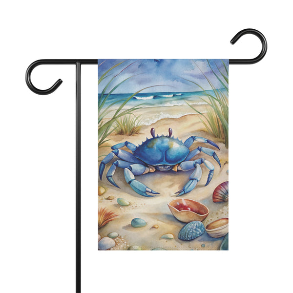 Blue Crab Beach Garden Flag & Porch Banner Coastal Nautical Yard Decor