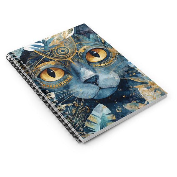Mystical Cat Spiral Notebook – 6" x 8" Fantasy Ruled Journal