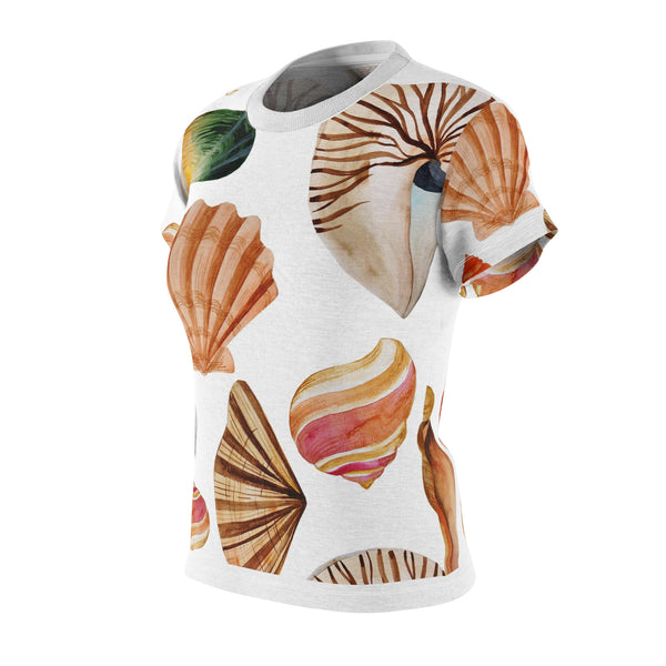 Seashells Women's Cut & Sew Tee (AOP) Beach Tropical Shirt for Women