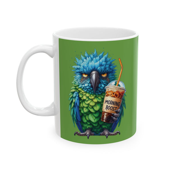 Grumpy Parrot Coffee Mug – Funny Colorful Bird Cup | Morning Boost Coffee Gift
