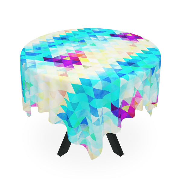 Bright Colorful Geometric Pattern Blue Yellow Purple Tablecloth Décor