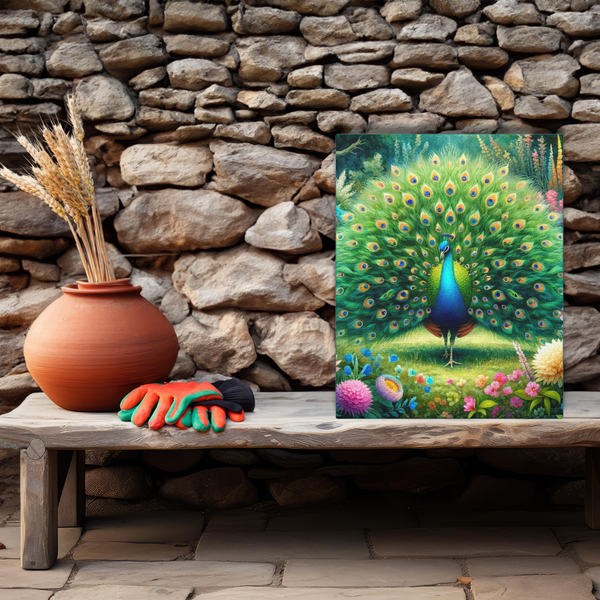 Gift for Gardeners Peacock 8x10 Kitchen Sign Canvas Gallery Wrap