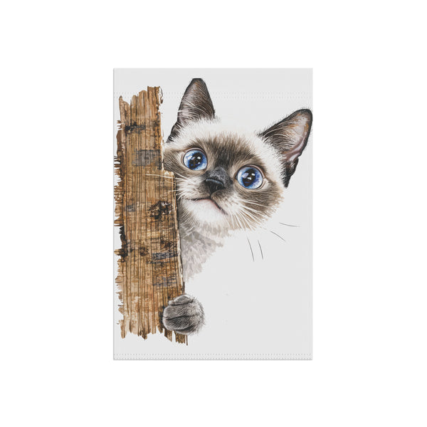 Blue Eyed Siamese Kitten Garden Flag Cute Cat Porch Banner Yard Decor