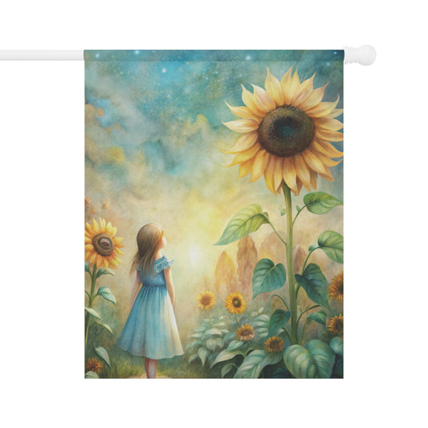 Sunflower Girl Dreamscape Garden Flag & Porch Banner Whimsical Decor
