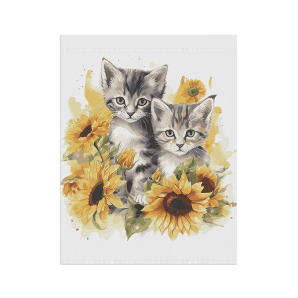 Sunflower Kittens Garden Flag & Porch Banner Cat Floral Decor Yard Art
