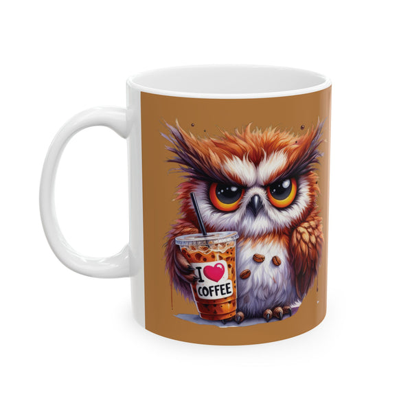 Grumpy Owl Ceramic Mug, Funny Pet Lover Gift, Morning Person, Grouchy Owl Mug,