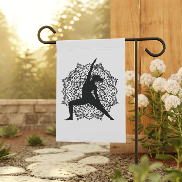 Yoga Warrior Pose Silhouette Garden Flag  Meditation Porch Banner Zen Yard Art