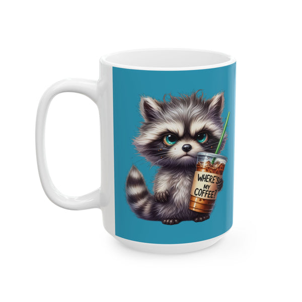 Grumpy Raccoon Coffee Mug – Funny Cute Animal Cup | Where’s My Coffee Iced Gift