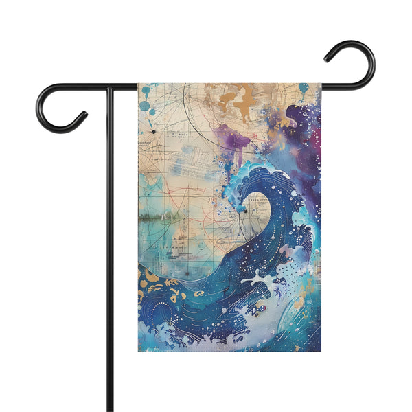 Asian Inspired Ocean Wave Garden Flag & Porch Banner Coastal Yard Decor