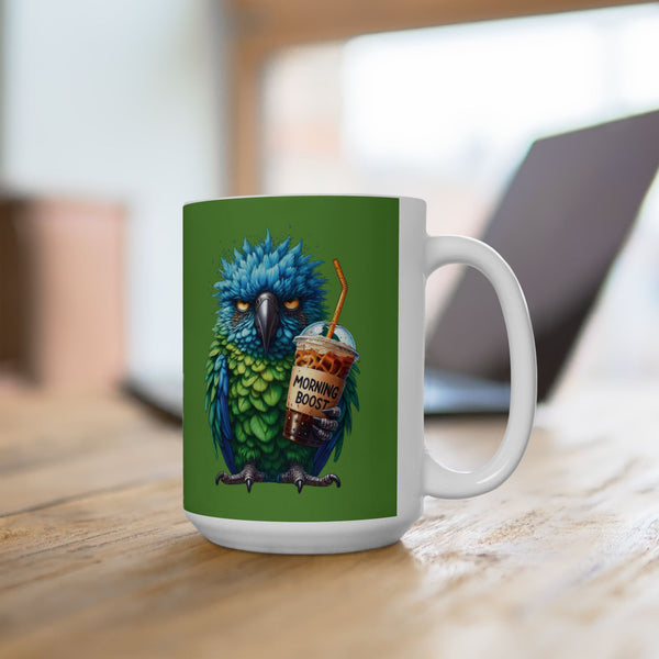 Grumpy Parrot Coffee Mug – Funny Colorful Bird Cup | Morning Boost Coffee Gift
