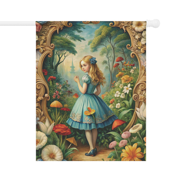 Alice in Wonderland Style Garden Flag & Porch Banner Fairy Tale Yard Art