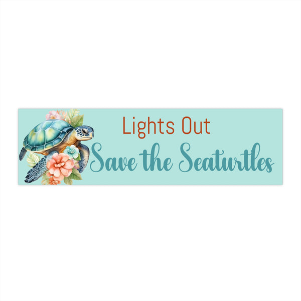 Lights Out Save the Sea Turtles Bumper Sticker – Ocean Conservation Car Decal
