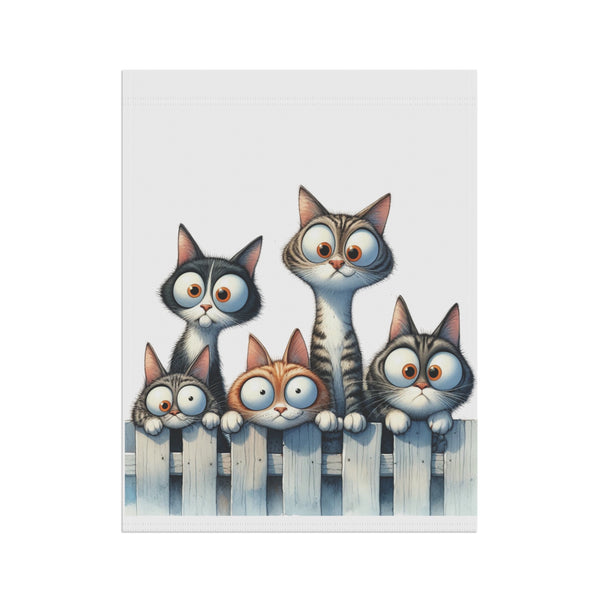 Cute Kittens on Fence Garden Flag & Porch Banner Cat Yard Decor Art