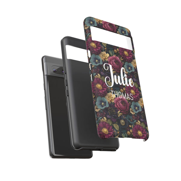 Personalized Flower Phone Case Custom Name Cover iPhone Samsung Google Gift