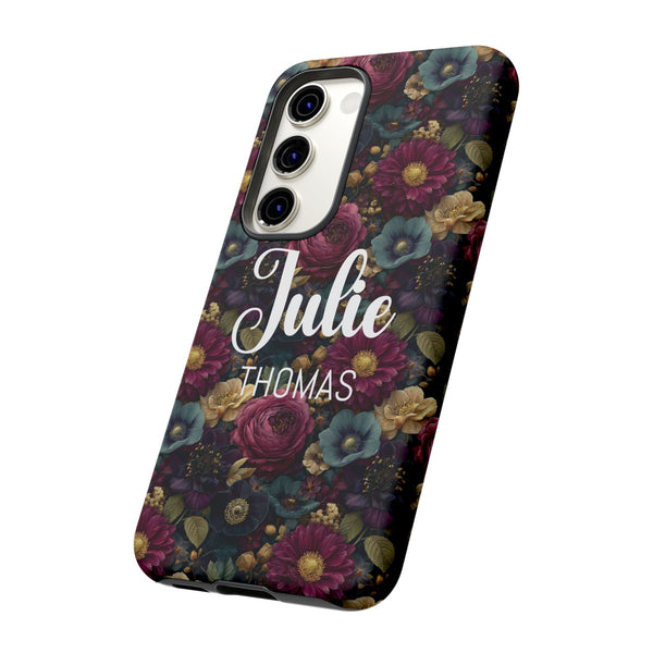 Personalized Flower Phone Case Custom Name Cover iPhone Samsung Google Gift