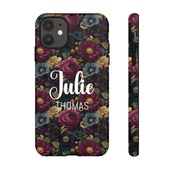 Personalized Flower Phone Case Custom Name Cover iPhone Samsung Google Gift