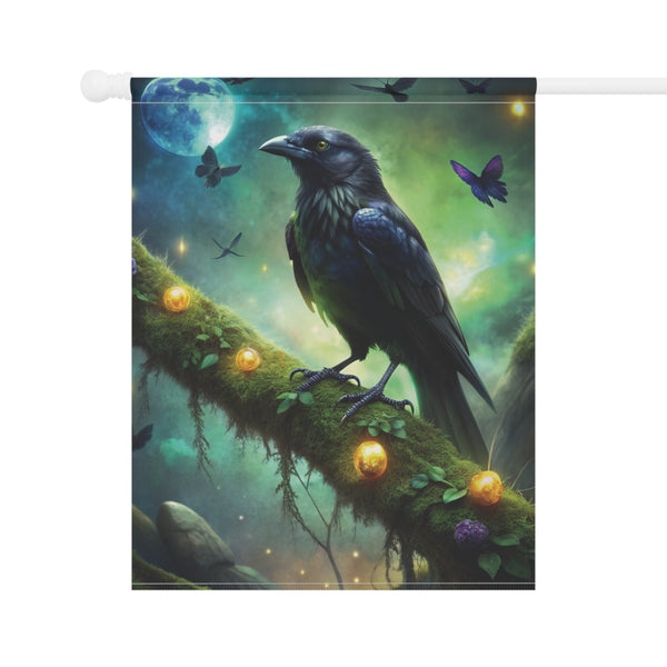 Mystic Raven Moon Garden Flag & Porch Banner Gothic Fantasy Yard Decor