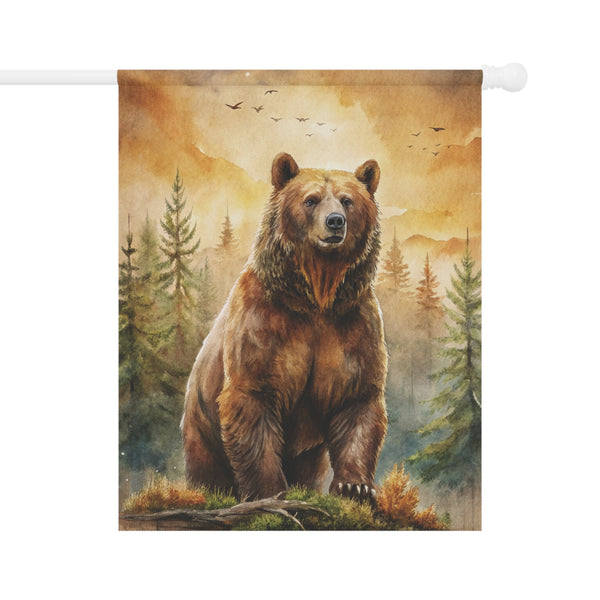 Majestic Forest Bear Garden Flag & Porch Banner Rustic Wildlife Decor Yard Art