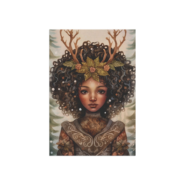 Woodland Forest Goddess Antler Crown Garden Flag & Porch Banner Nature Yard Art