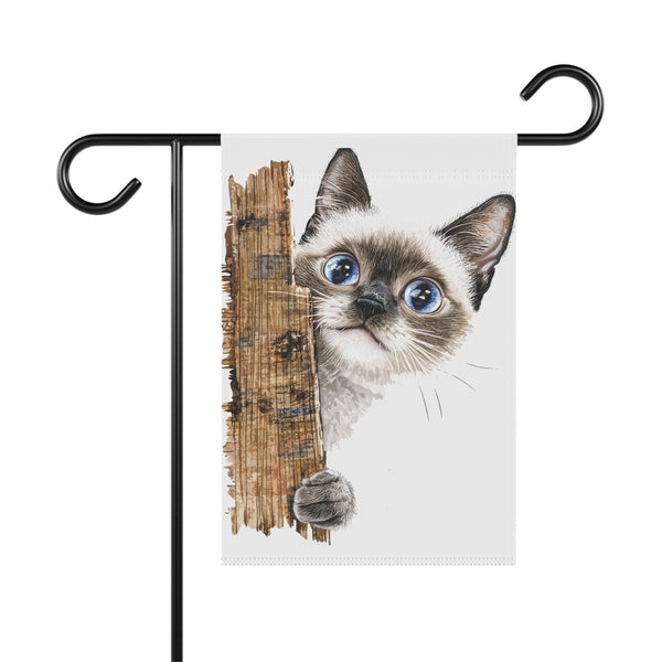 Blue Eyed Siamese Kitten Garden Flag Cute Cat Porch Banner Yard Decor