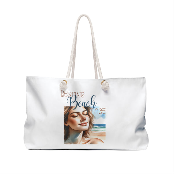 Resting Beach Face Weekender Bag, Beach Bag, Tote Bag for Women, Weekend Getaway Bag