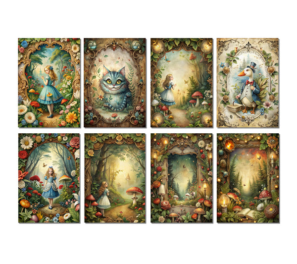 8 Alice in Wonderland Notecards All Occasion 4x6 with Envelopes Blank Folded