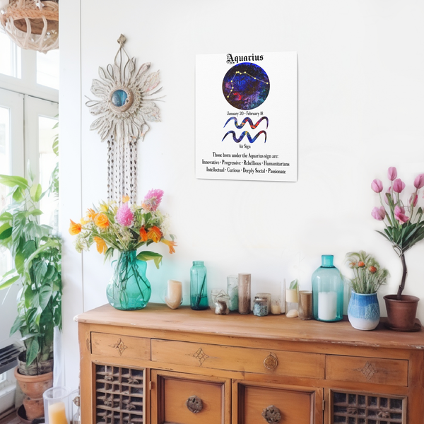 Zodiac Wall Art Aquarius Sign Print 8x10 Canvas Gallery Wraps