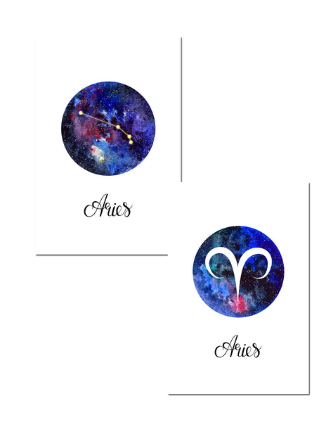 Aries Zodiac Greeting Card Set – Celestial Astrology Note Cards with Envelopes (Blank Inside)