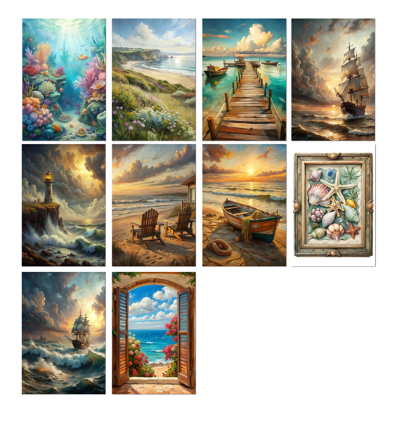 10 Beach Paradise Notecards All Occasion 4x6 with Envelopes Blank Folded