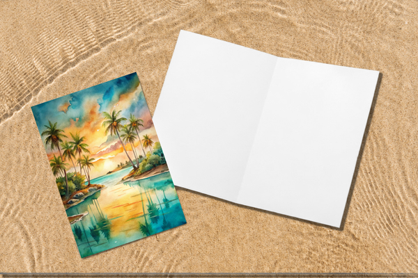 10 Beach Paradise Notecards All Occasion 4x6 with Envelopes Blank Folded