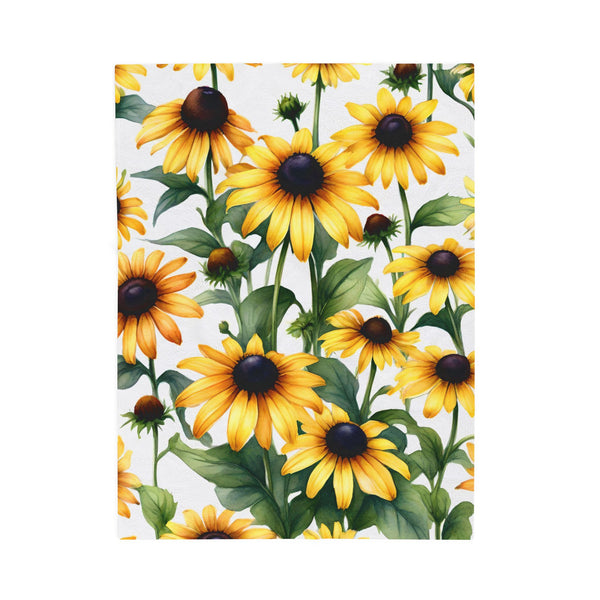 Black Eyed Susan Velveteen Plush Blanket for Cozy Vibes, Perfect Gift for Home Decor, Fall, Birthdays, Housewarming, or Relaxation